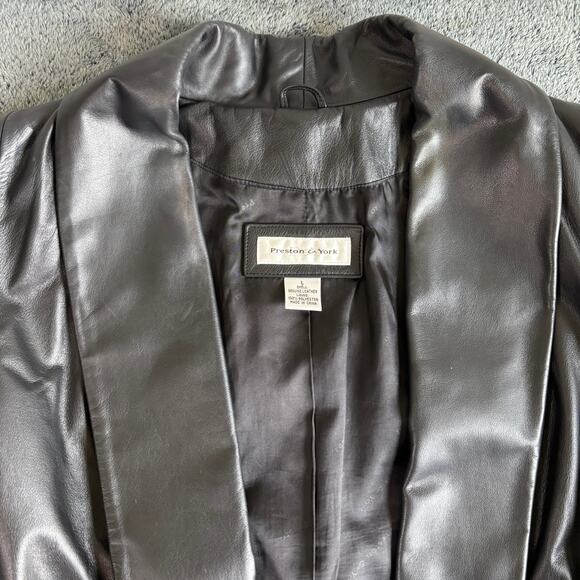 Preston & York Black Genuine Leather Jacket - Size Large - Picture 3 of 7
